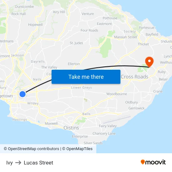 Ivy to Lucas Street map