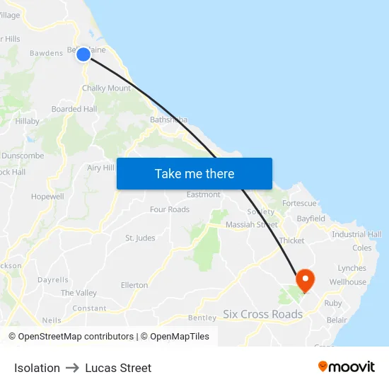 Isolation to Lucas Street map