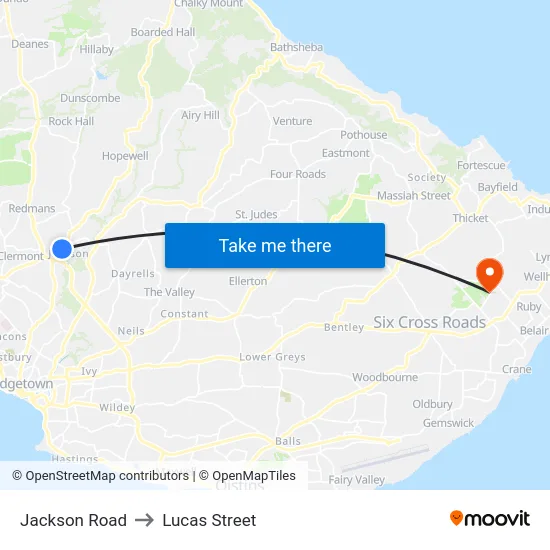 Jackson Road to Lucas Street map