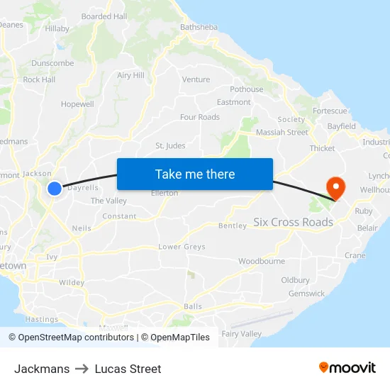 Jackmans to Lucas Street map
