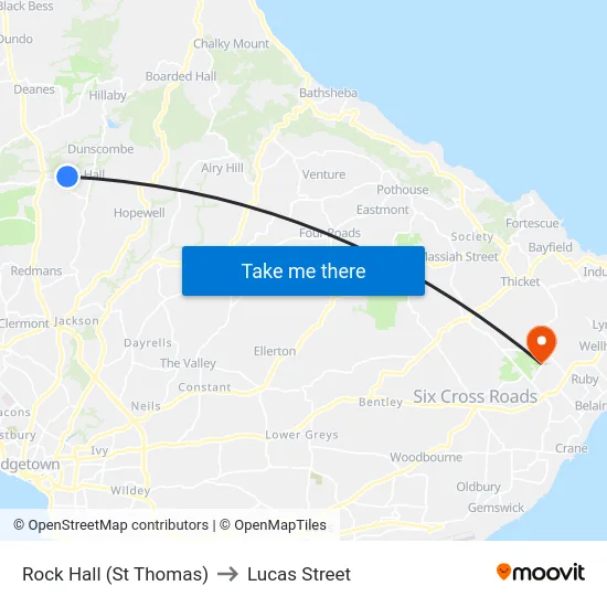 Rock Hall (St Thomas) to Lucas Street map