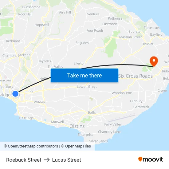 Roebuck Street to Lucas Street map