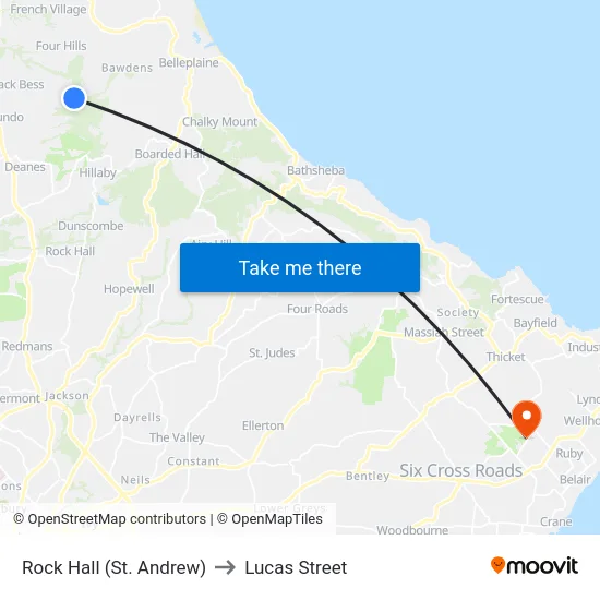 Rock Hall (St. Andrew) to Lucas Street map