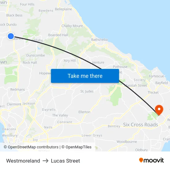 Westmoreland to Lucas Street map