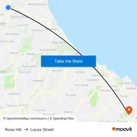 Rose Hill to Lucas Street map