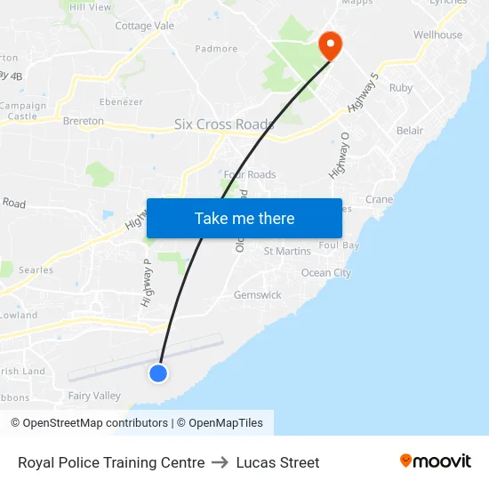 Royal Police Training Centre to Lucas Street map