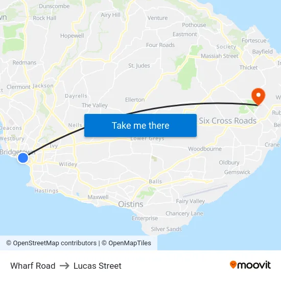 Wharf Road to Lucas Street map