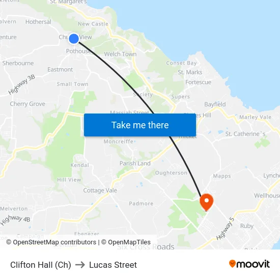 Clifton Hall (Ch) to Lucas Street map