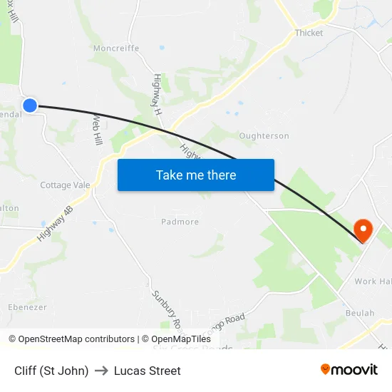 Cliff (St John) to Lucas Street map