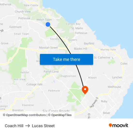 Coach Hill to Lucas Street map