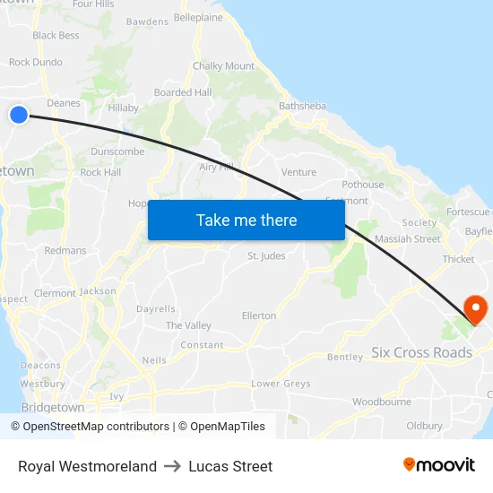 Royal Westmoreland to Lucas Street map