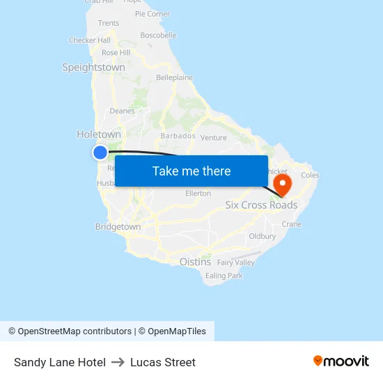 Sandy Lane Hotel to Lucas Street map