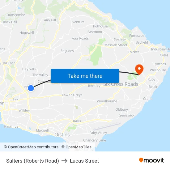 Salters (Roberts Road) to Lucas Street map