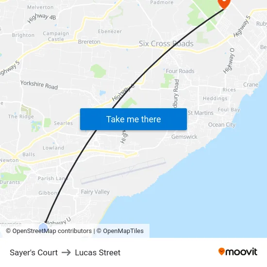 Sayer's Court to Lucas Street map