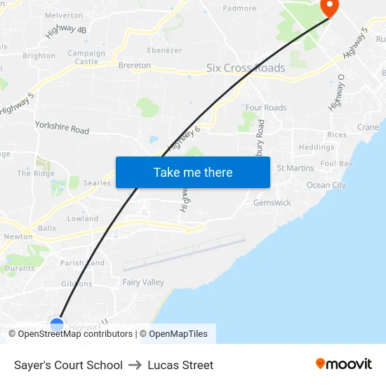 Sayer's Court School to Lucas Street map