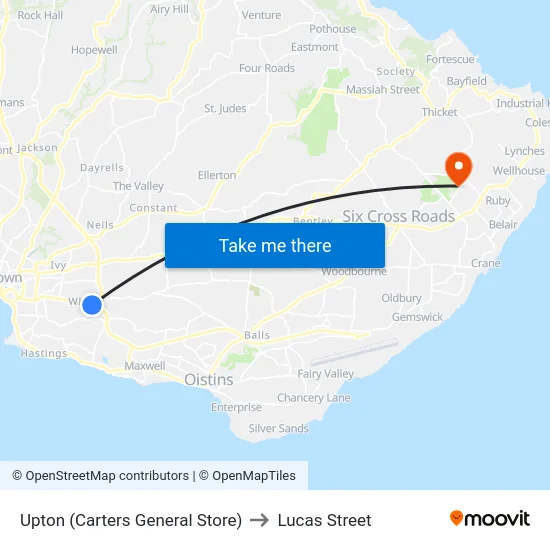 Upton (Carters General Store) to Lucas Street map