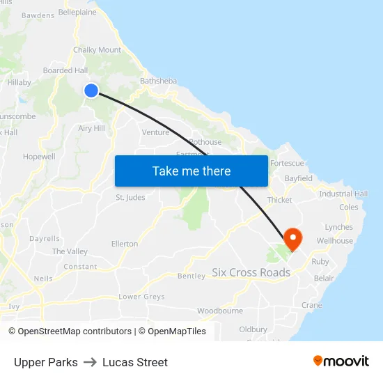 Upper Parks to Lucas Street map