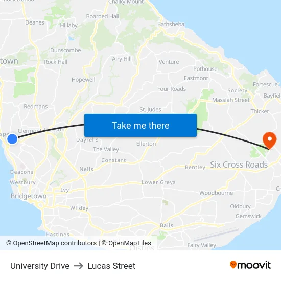 University Drive to Lucas Street map