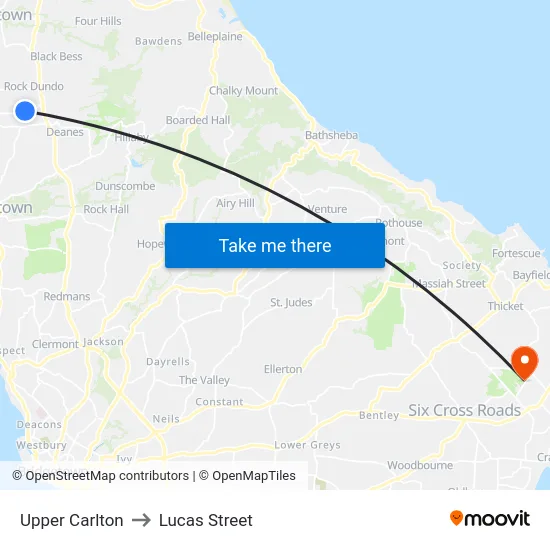 Upper Carlton to Lucas Street map