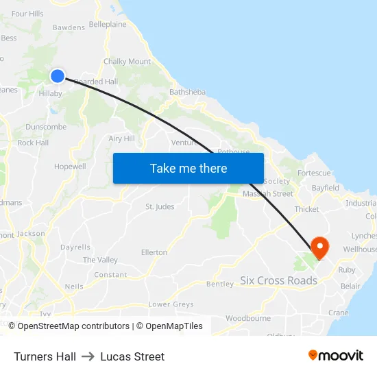 Turners Hall to Lucas Street map