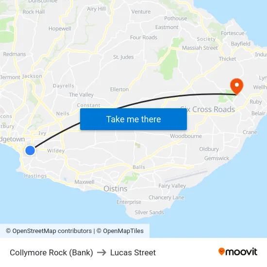 Collymore Rock (Bank) to Lucas Street map