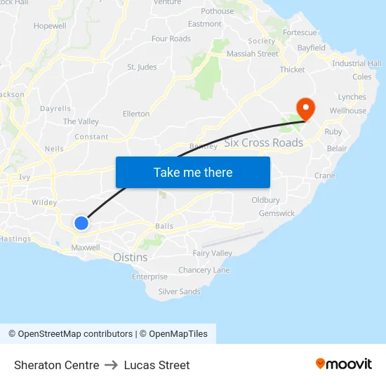 Sheraton Centre to Lucas Street map