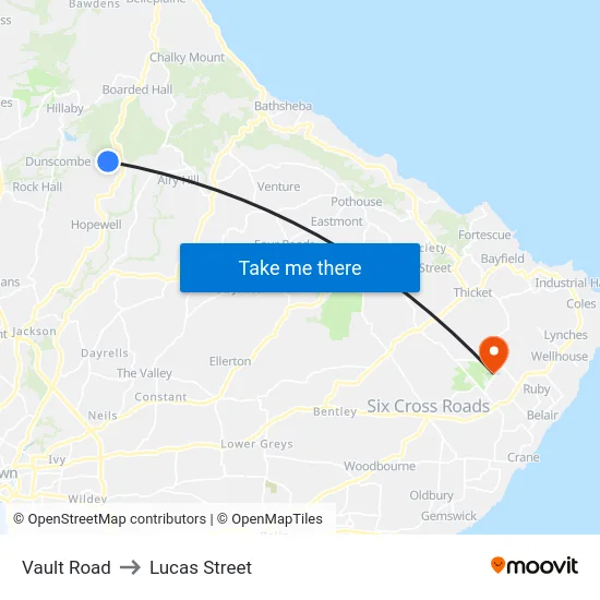 Vault Road to Lucas Street map