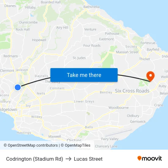 Codrington (Stadium Rd) to Lucas Street map