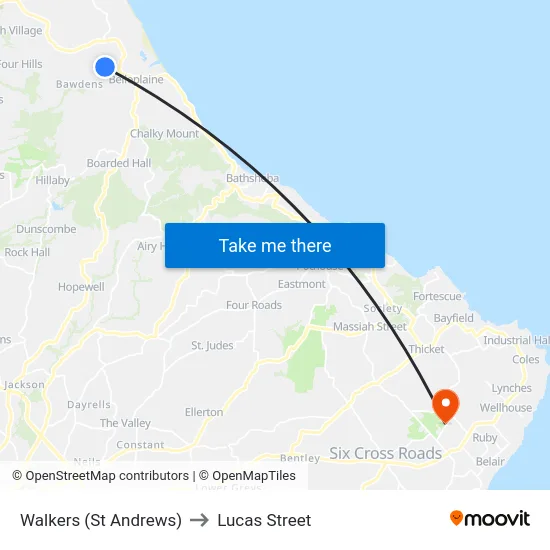 Walkers (St Andrews) to Lucas Street map