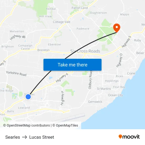 Searles to Lucas Street map