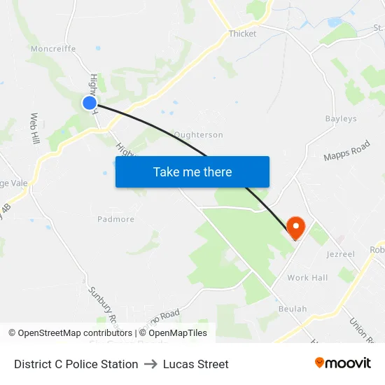 District C Police Station to Lucas Street map