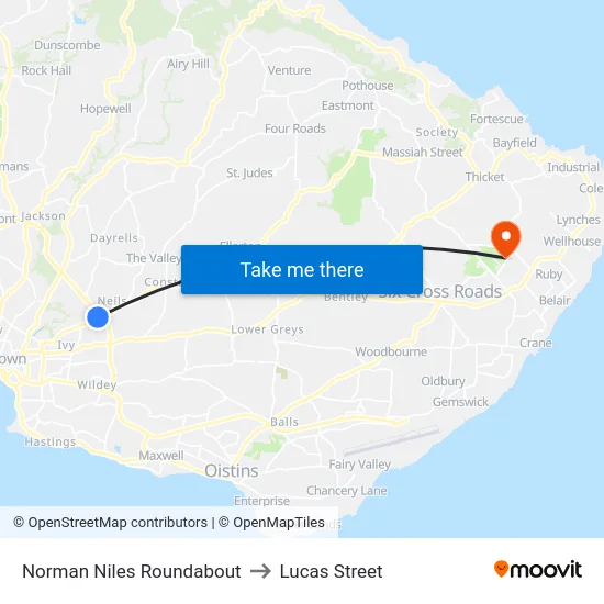 Norman Niles Roundabout to Lucas Street map