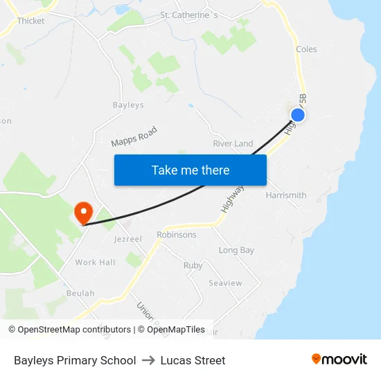 Bayleys Primary School to Lucas Street map