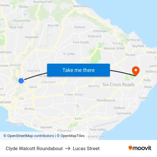 Clyde Walcott Roundabout to Lucas Street map