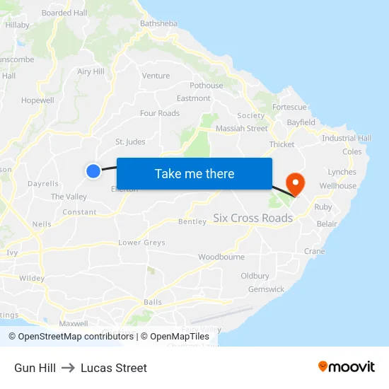 Gun Hill to Lucas Street map