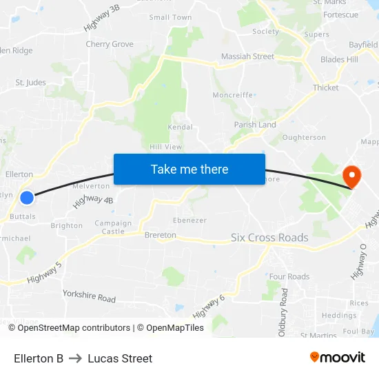 Ellerton B to Lucas Street map