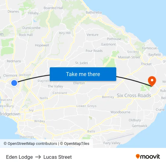 Eden Lodge to Lucas Street map