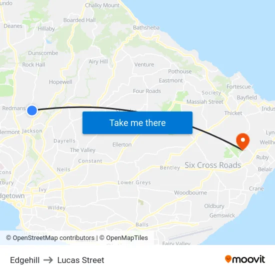 Edgehill to Lucas Street map