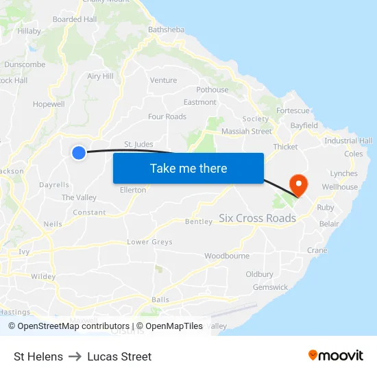 St Helens to Lucas Street map