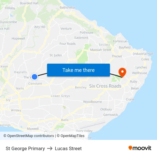 St George Primary to Lucas Street map