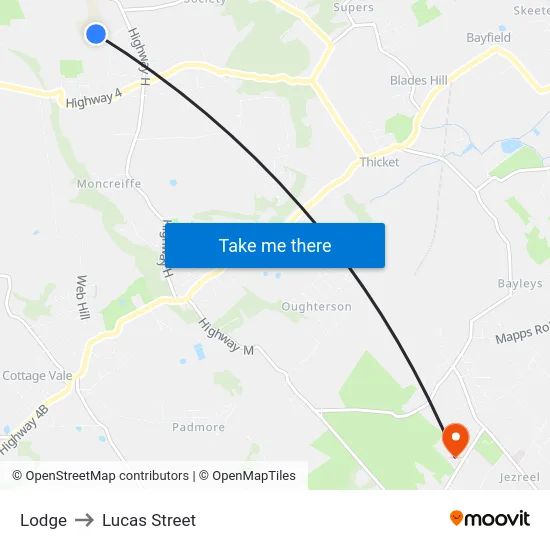 Lodge to Lucas Street map