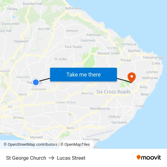 St George Church to Lucas Street map