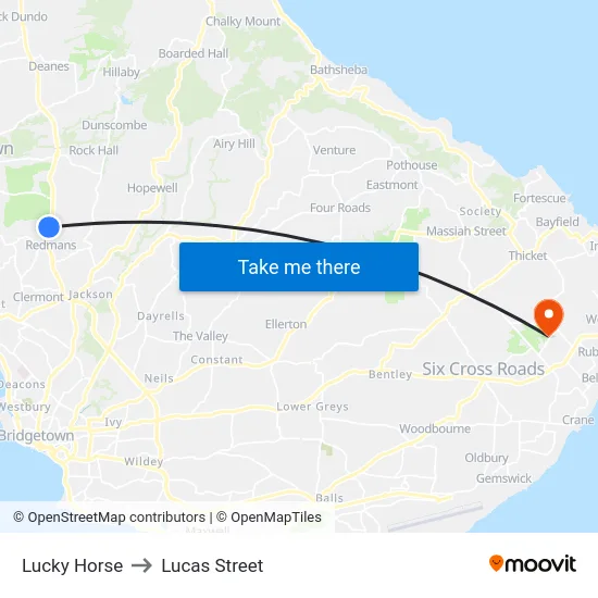 Lucky Horse to Lucas Street map