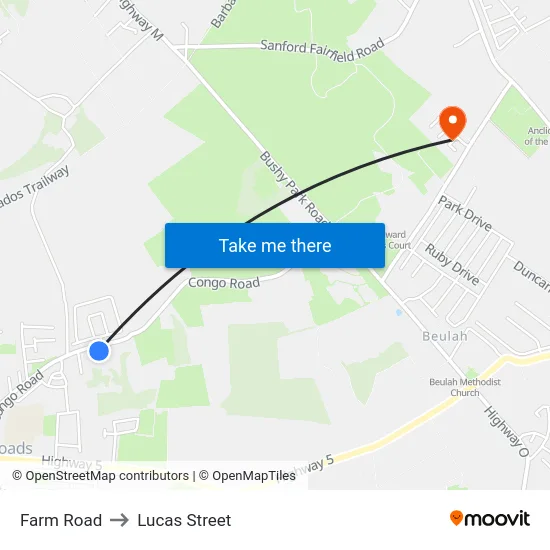 Farm Road to Lucas Street map