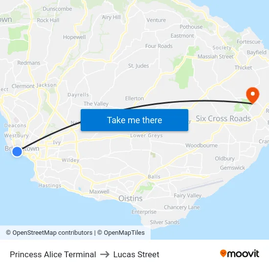 Princess Alice Terminal to Lucas Street map