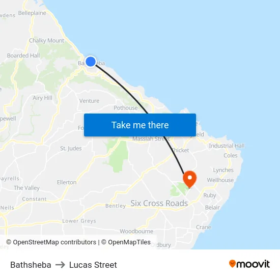 Bathsheba to Lucas Street map
