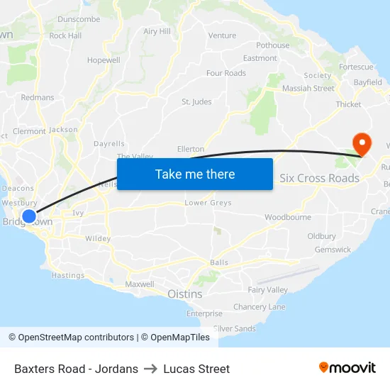 Baxters Road - Jordans to Lucas Street map