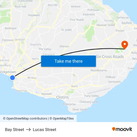 Bay Street to Lucas Street map