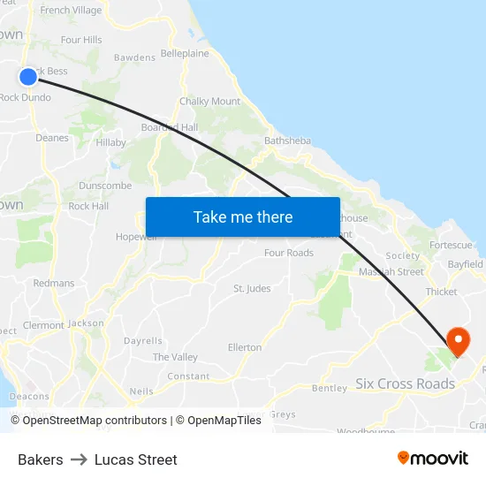 Bakers to Lucas Street map