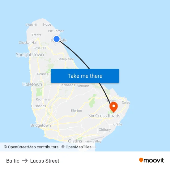 Baltic to Lucas Street map